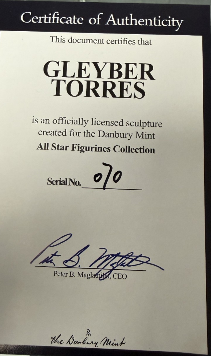 NY Yankees Gleyber Torres Danbury Mint Figurine/Statue Collectable, Original Box