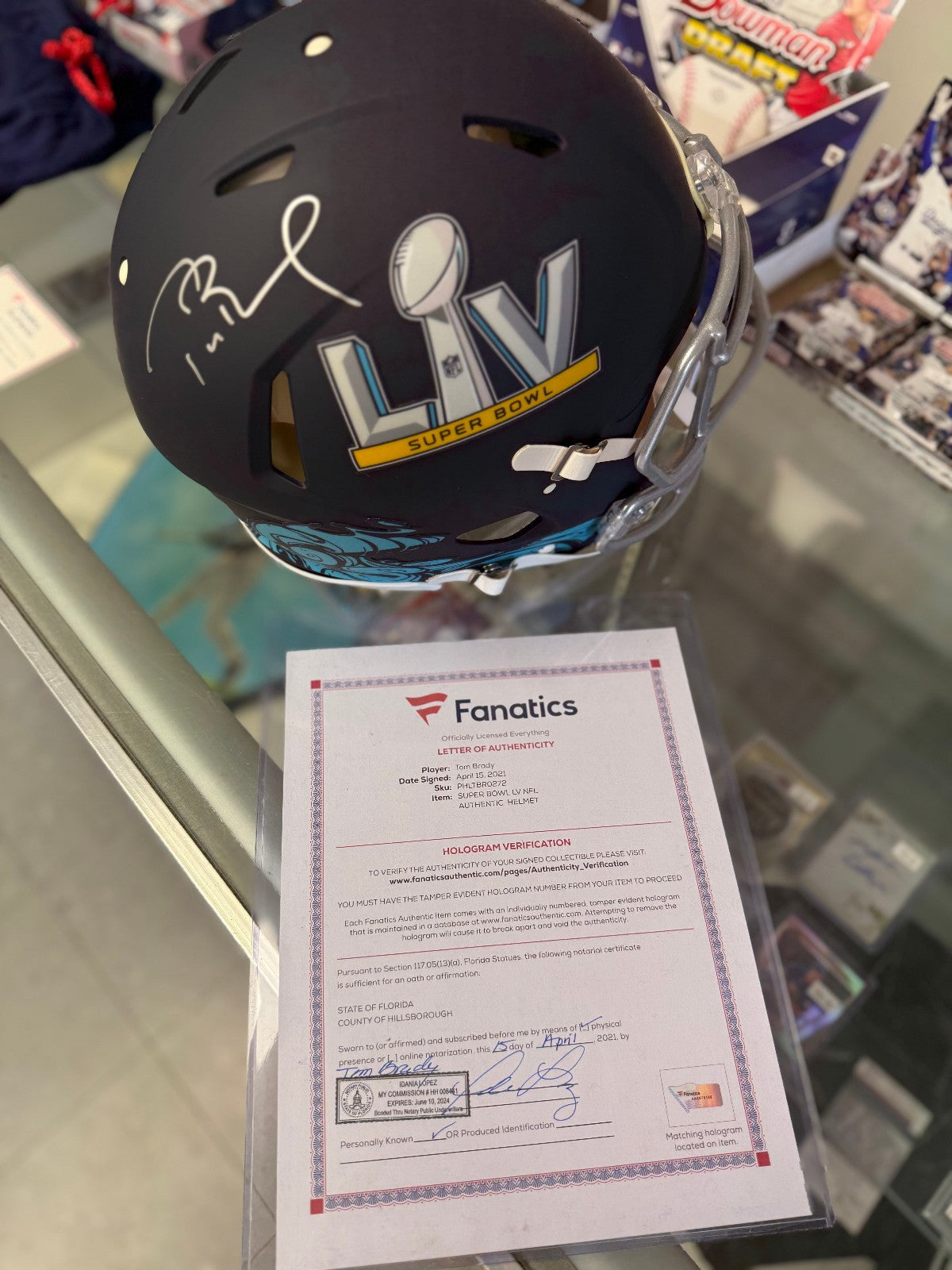 Tom Brady Autographed Signed Superbowl LV Riddell Full Size Helmet, Fanatics COA