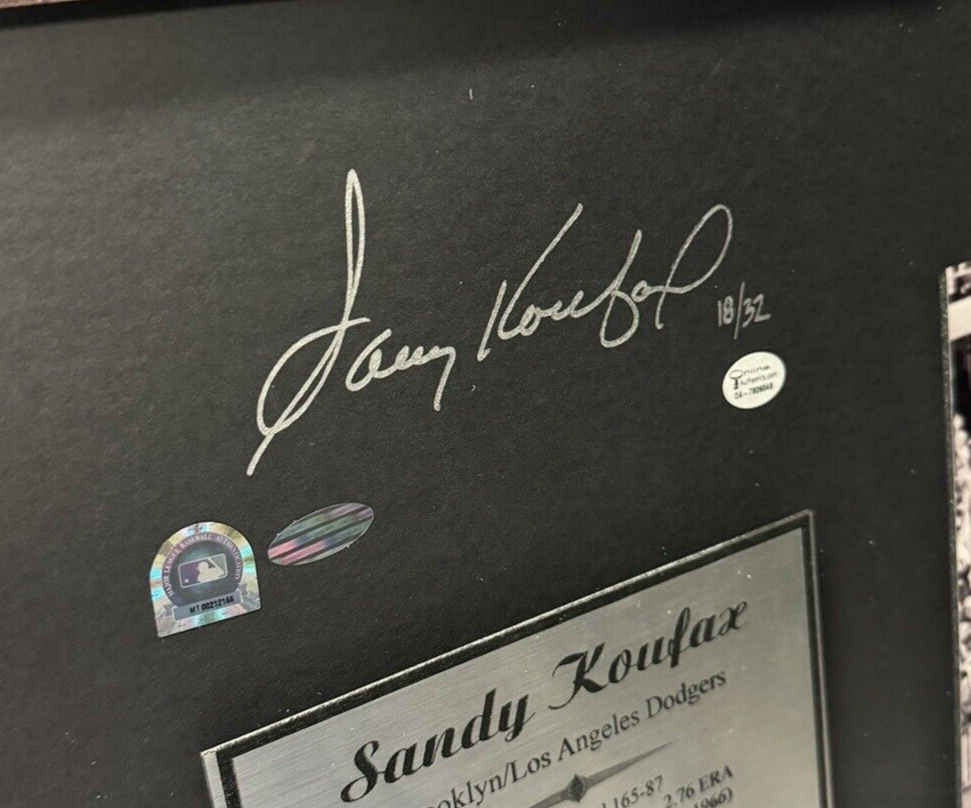 Sandy Koufax Auto 40x25 Framed Collage LA Dodgers No Hitter /32 - Authenticated