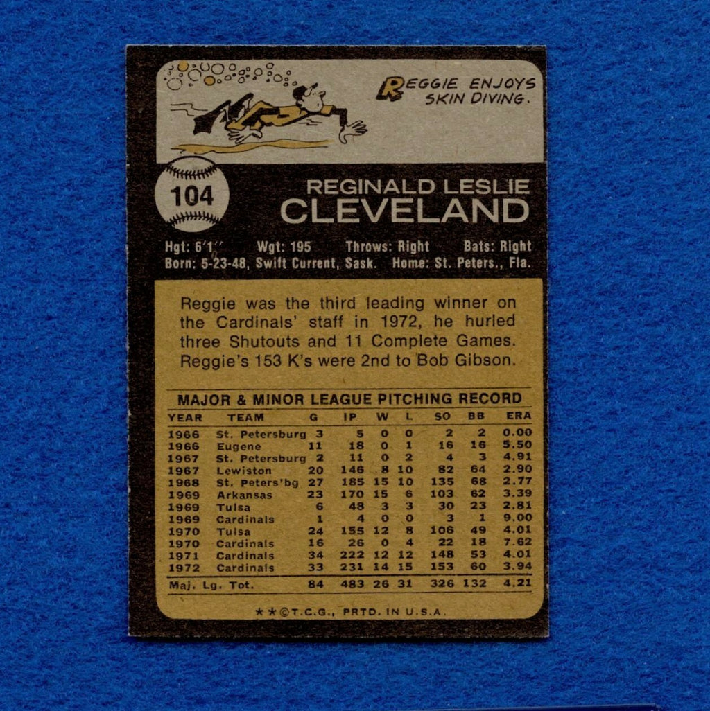 1973 Topps Set Break Pack Fresh #104 Reggie Cleveland NR MT *1325