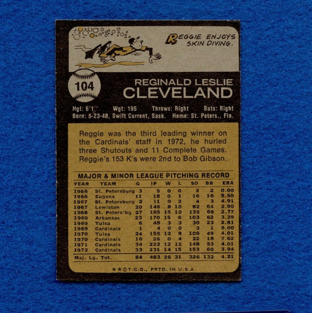 1973 Topps Set Break Pack Fresh #104 Reggie Cleveland NR MT *1325