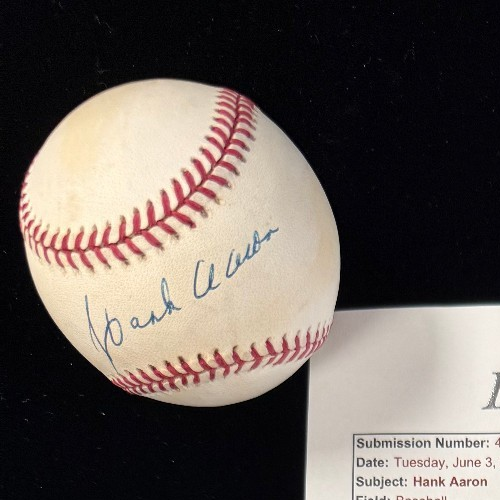Hank Aaron Autographed Signed Rawlings ONL Baseball - JSA Authenticated (Toning)
