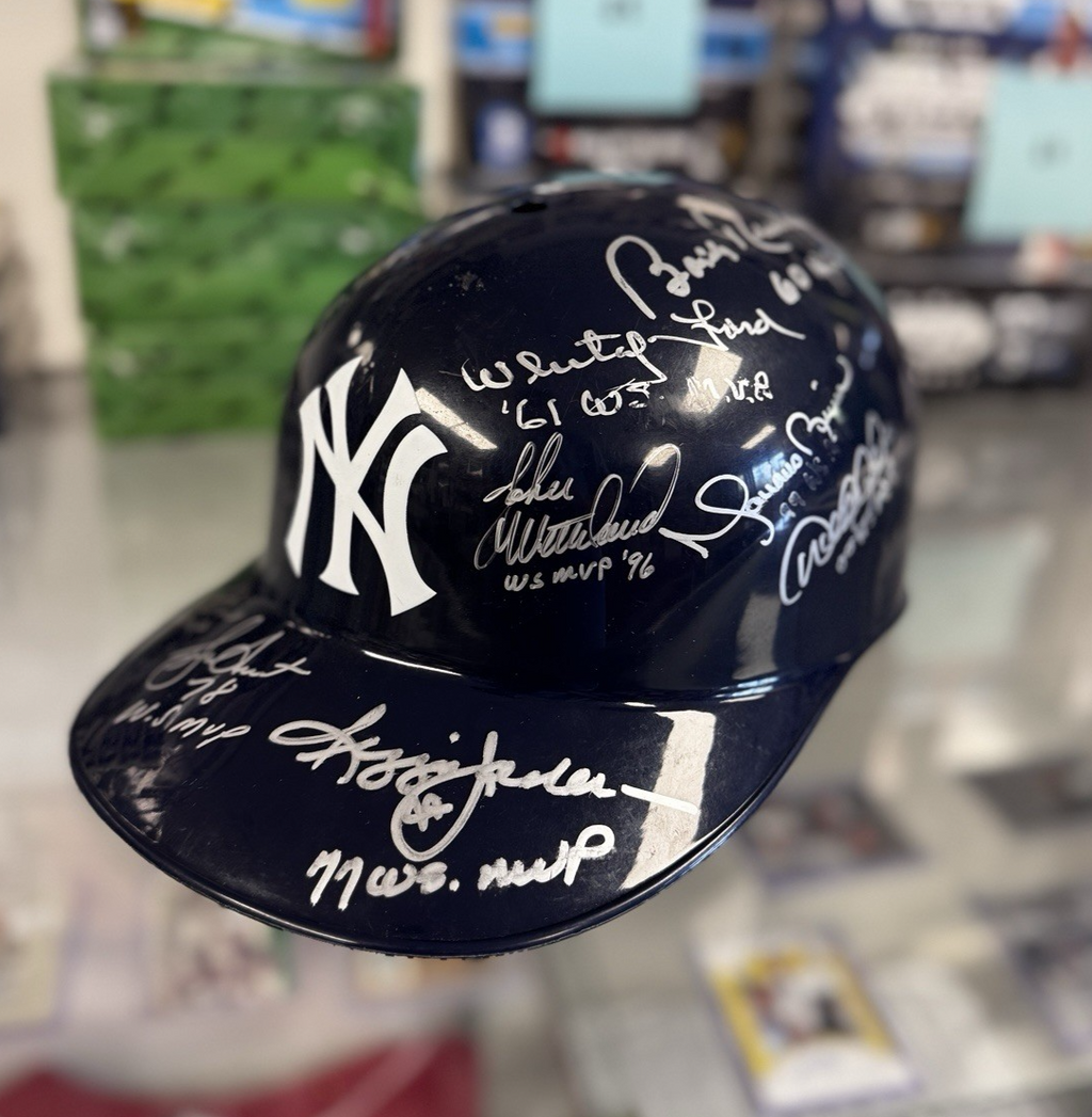 NY Yankees Rare All Time World Series MVPs Signed Helmet (Jeter, Rivera) - PSA