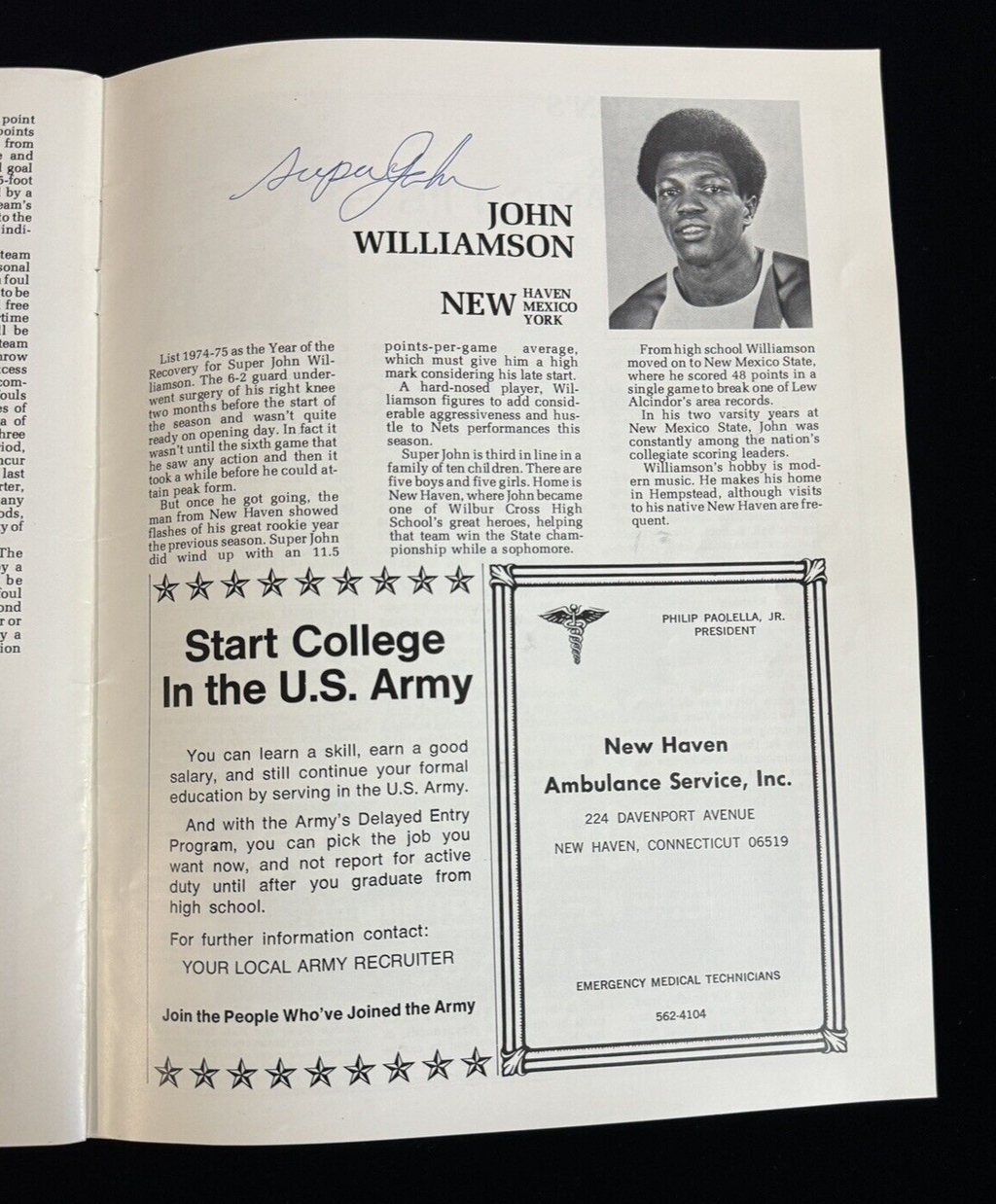 Julius Erving Rare Auto/Williamson/Loughery Autographed Signed '75 Game Program