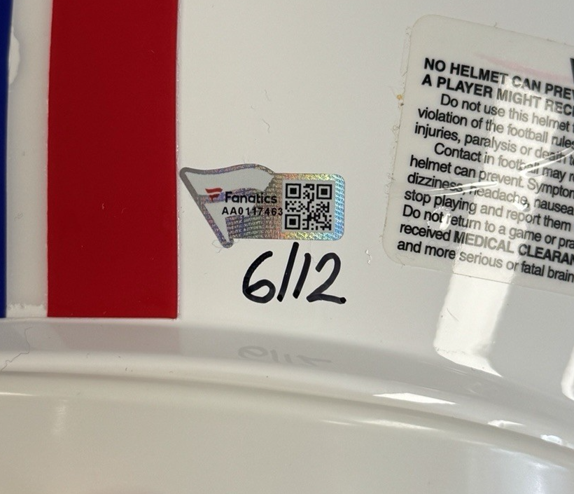 Tom Brady Signed Throwback Riddell Helmet 'Lets go' - Fanatics Authentic 6/12